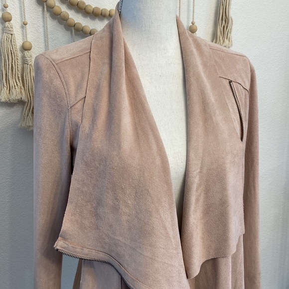 BLANK NYC micro suede moto jacket lightweight blush pink soft biker chic medium - Picture 2 of 15